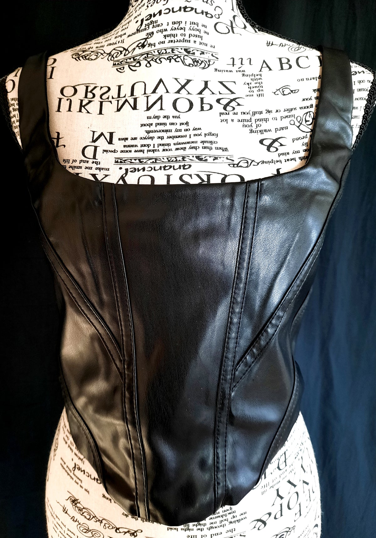 Black Faux Leather Corsetry