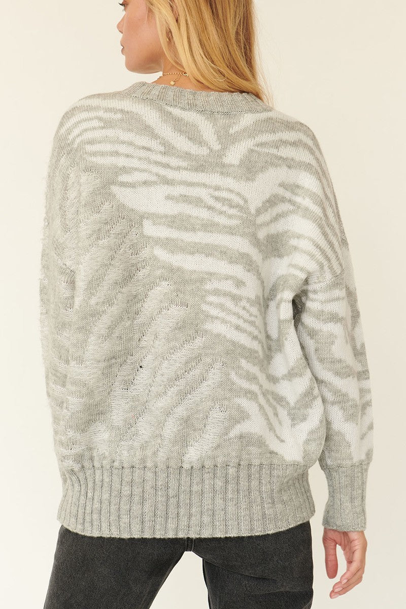 Cozy Zebra Print Pullover Sweater