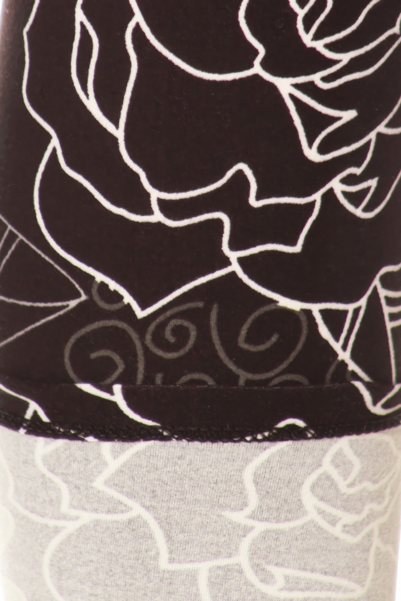 Black and Grey Floral Printed Legging with Super Soft Peach Skin Fabric and Elastic High Waist Band