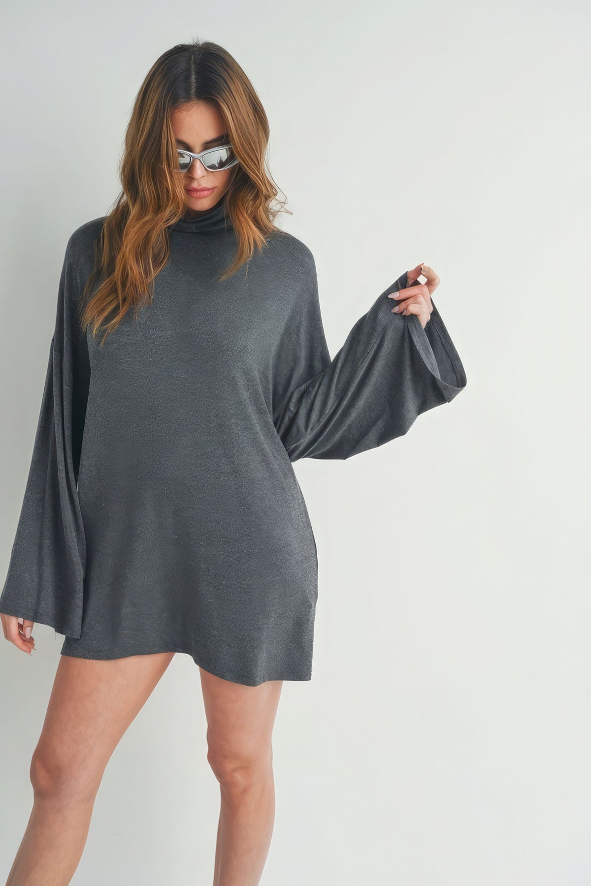 Bell Sleeve Turtleneck Dress
