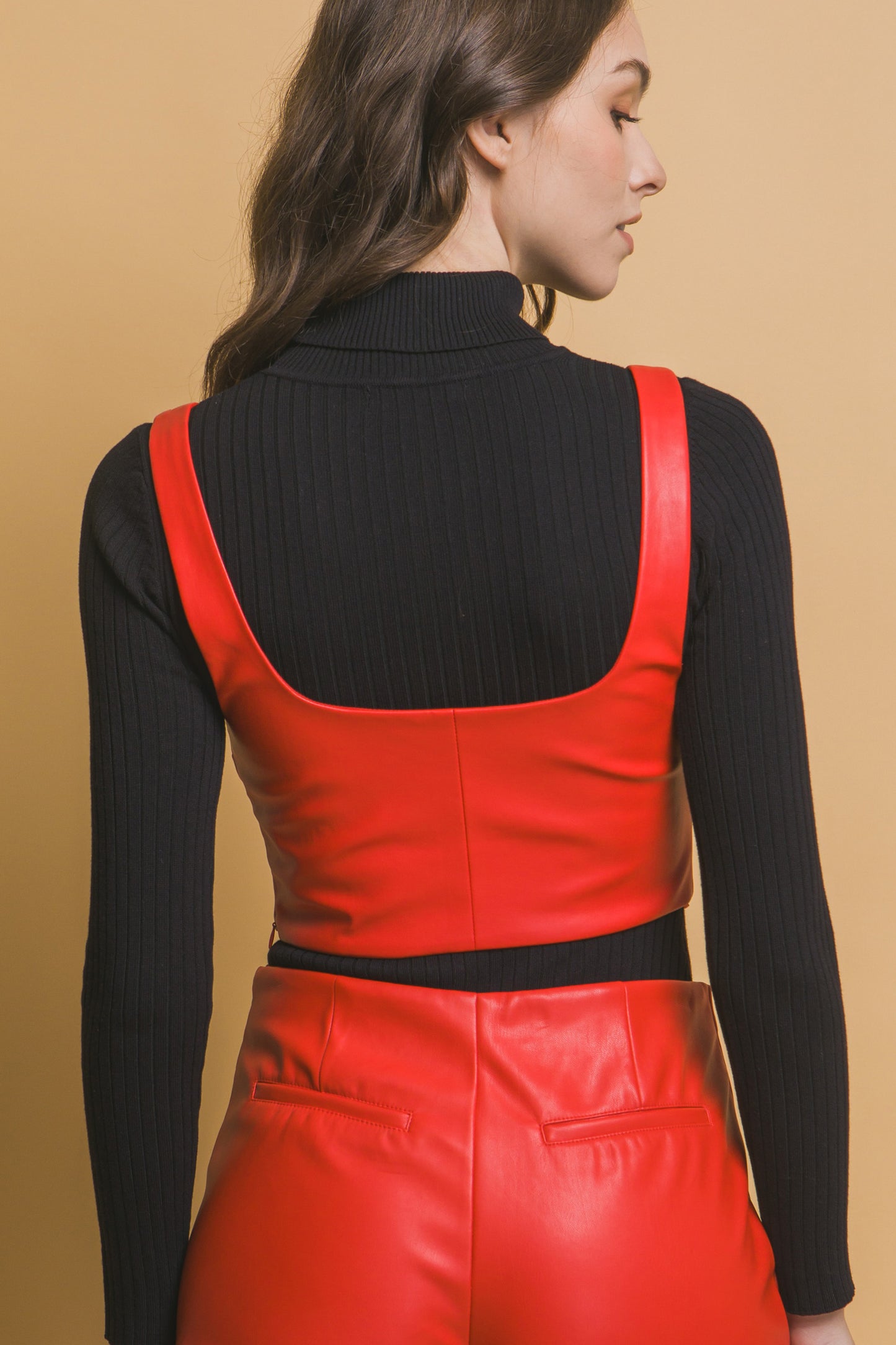 Red Faux Leather Corsetry