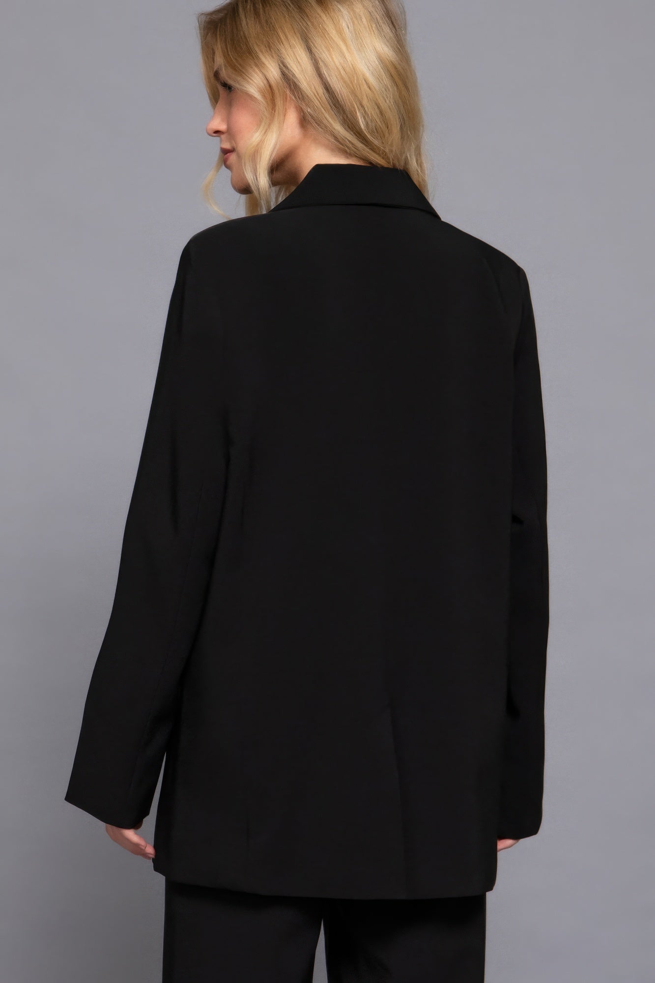 Black Button Closure Blazer