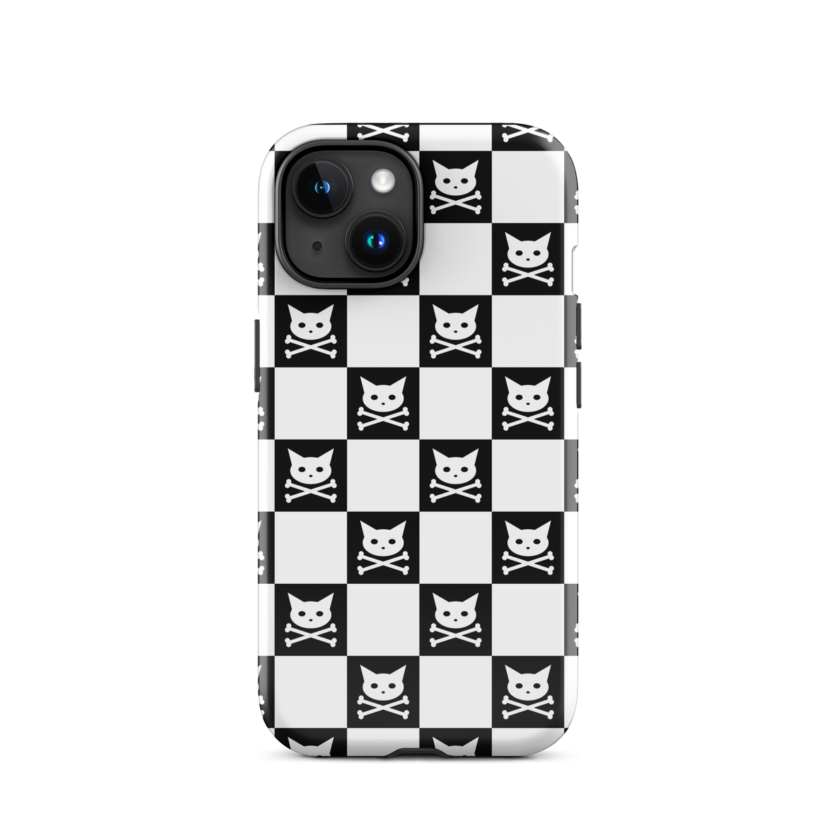 Checkerboard Skull Kitty Tough Case For iPhone® 15