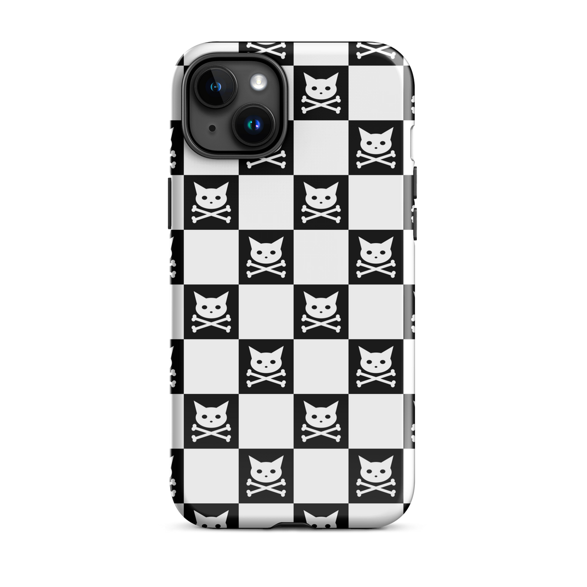 Checkerboard Skull Kitty Tough Case For iPhone® 15