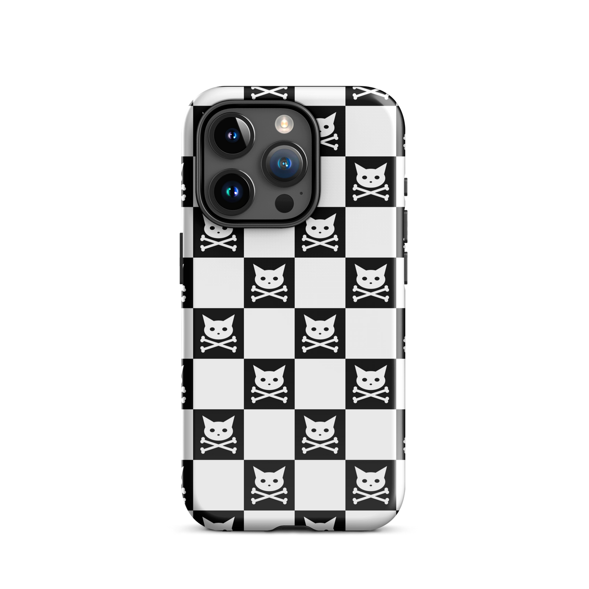 Checkerboard Skull Kitty Tough Case For iPhone® 15