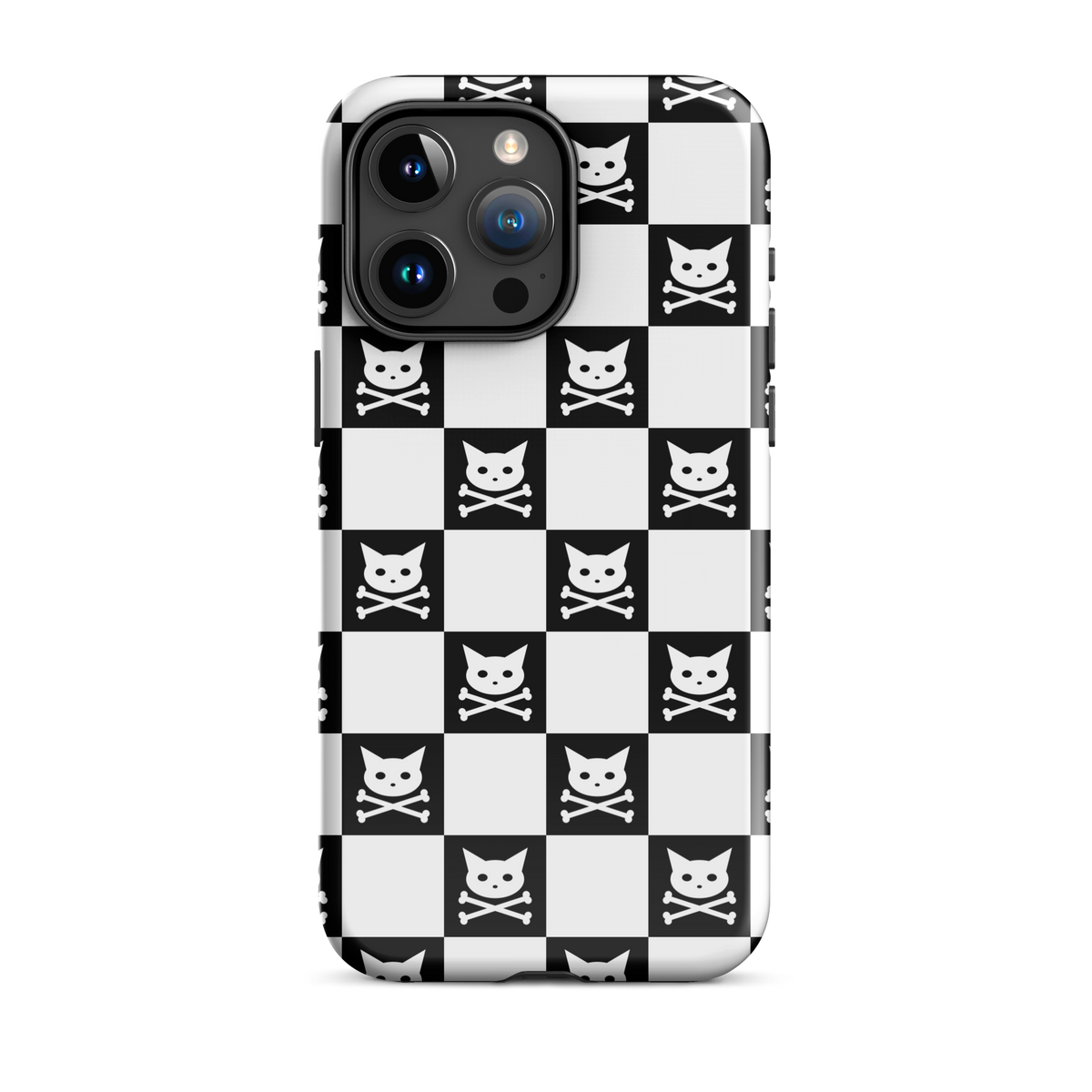 Checkerboard Skull Kitty Tough Case For iPhone® 15