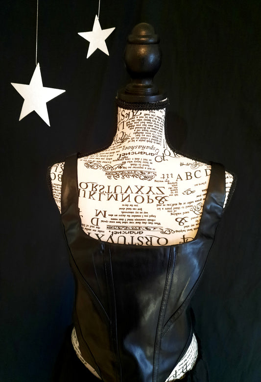 Black Faux Leather Corsetry