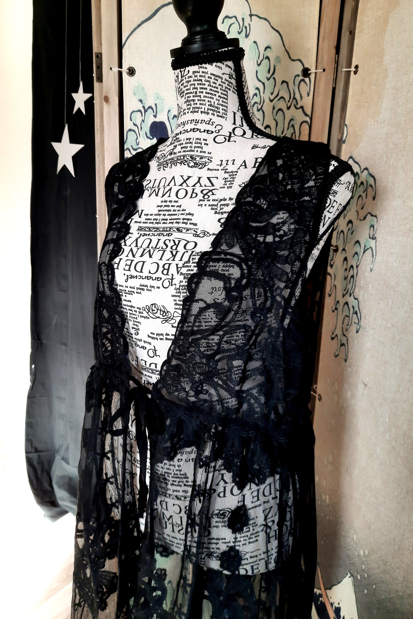 Sheer Embroidered Lace Vest
