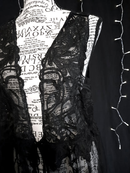 Sheer Embroidered Lace Vest
