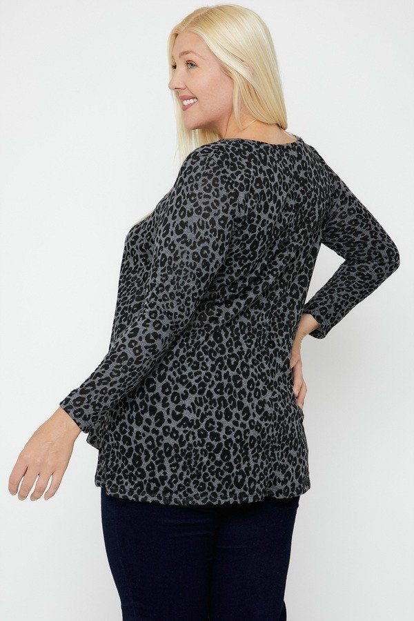 Grey Cheetah Print Tunic [Plus Size]