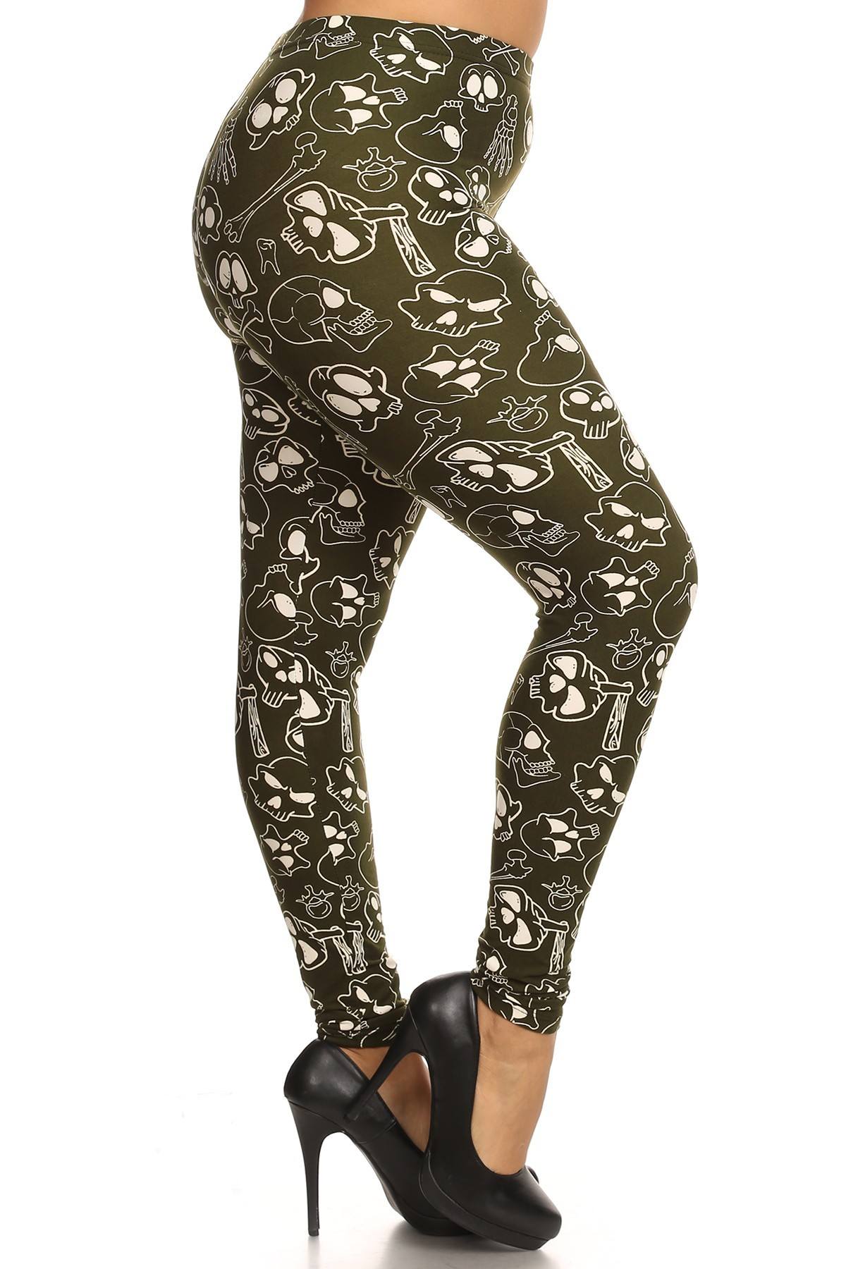 Skulls & Bones Graphic Printed Legging with Elastic High Waist
