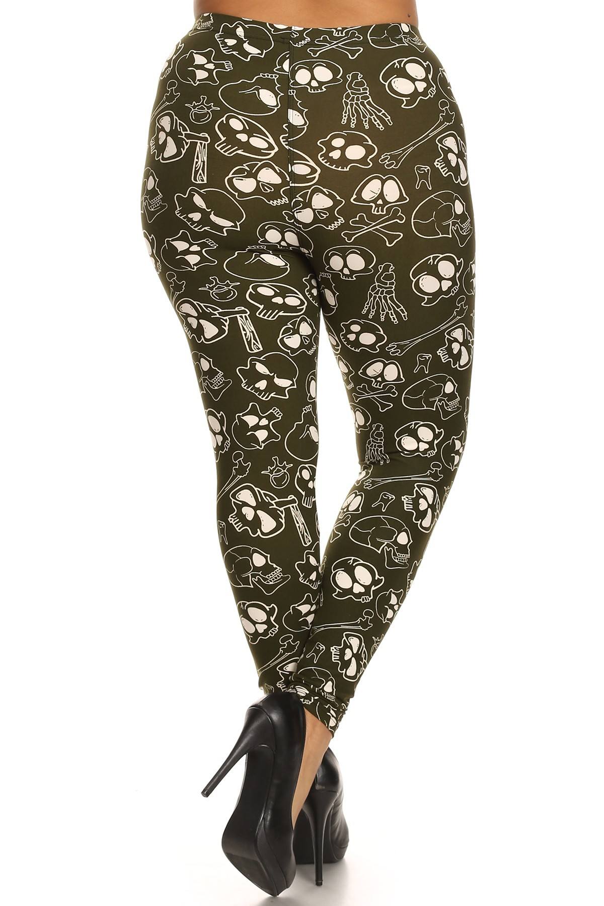 Skulls & Bones Graphic Printed Legging with Elastic High Waist
