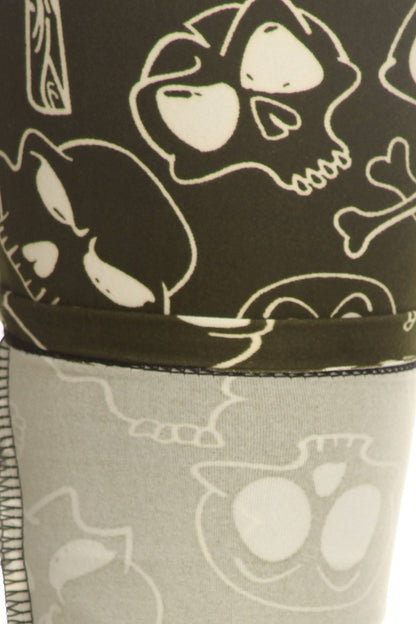 Skulls & Bones Graphic Printed Legging with Elastic High Waist