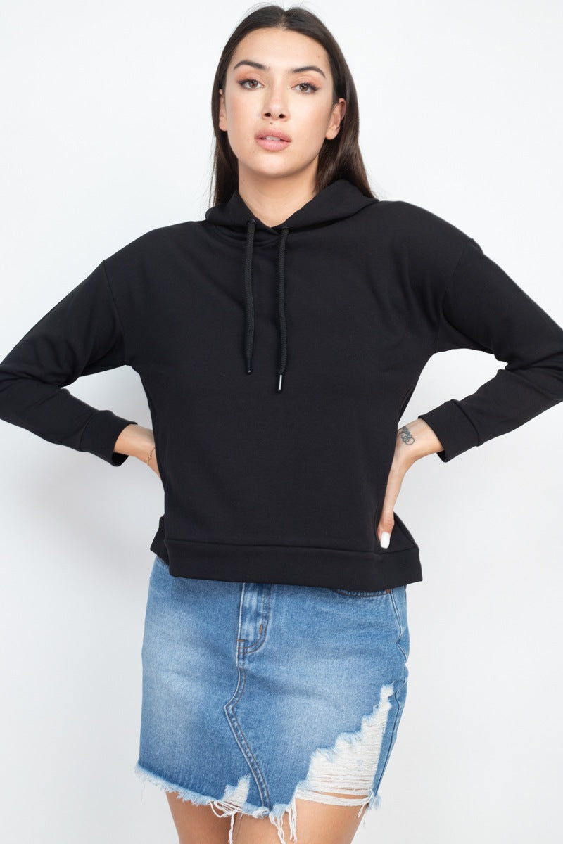 Black Drawstrings Hoodie