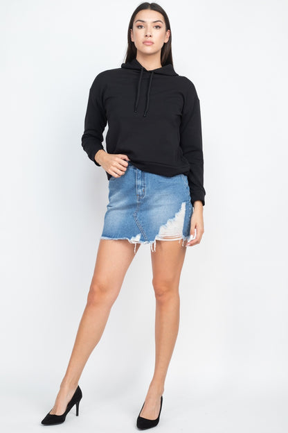 Black Drawstrings Hoodie