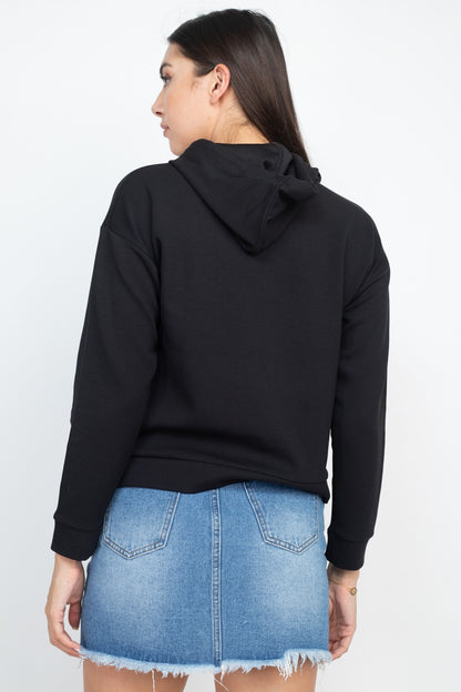 Black Drawstrings Hoodie
