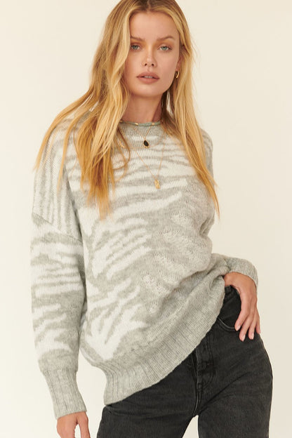Cozy Zebra Print Pullover Sweater