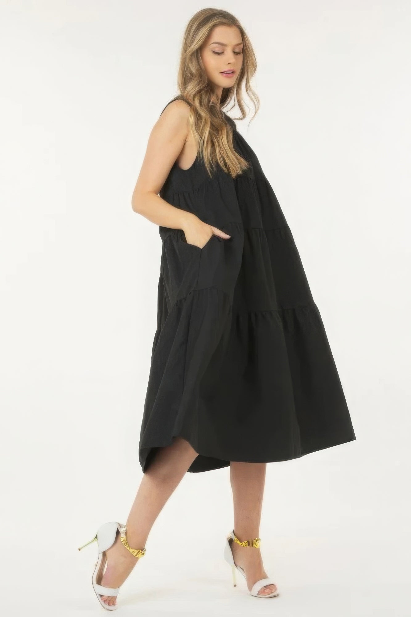 Sleeveless Basic Stretch Poplin Dress