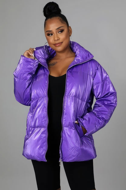 Non-stretch Purple Bomber Jacket
