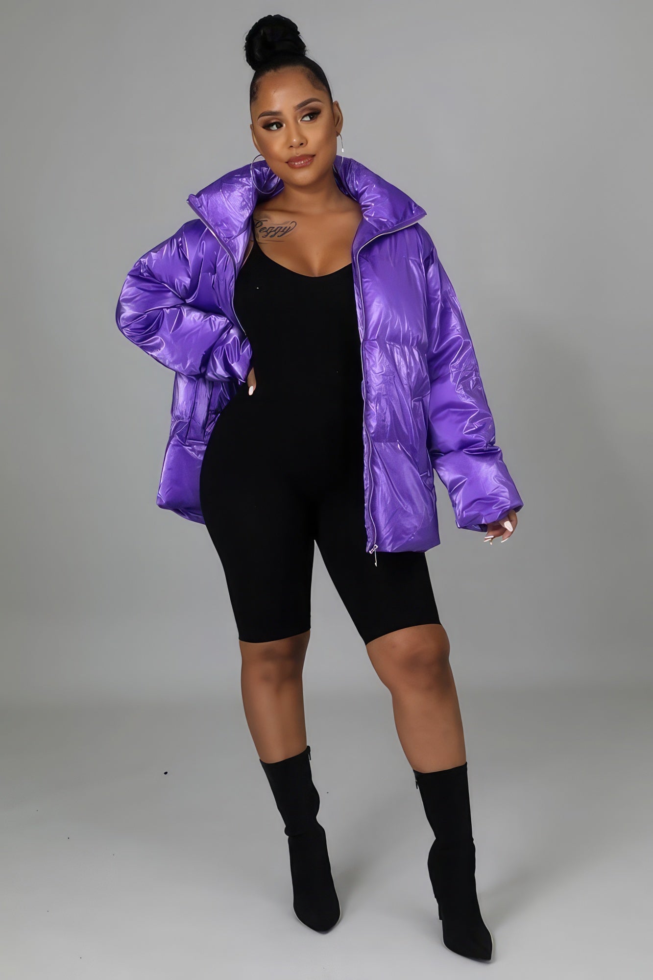 Non-stretch Purple Bomber Jacket