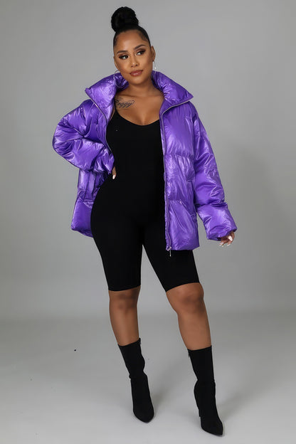 Non-stretch Purple Bomber Jacket