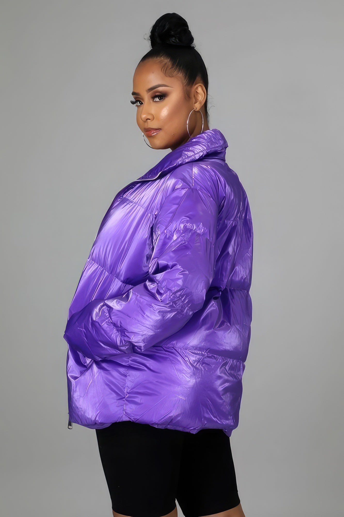 Non-stretch Purple Bomber Jacket