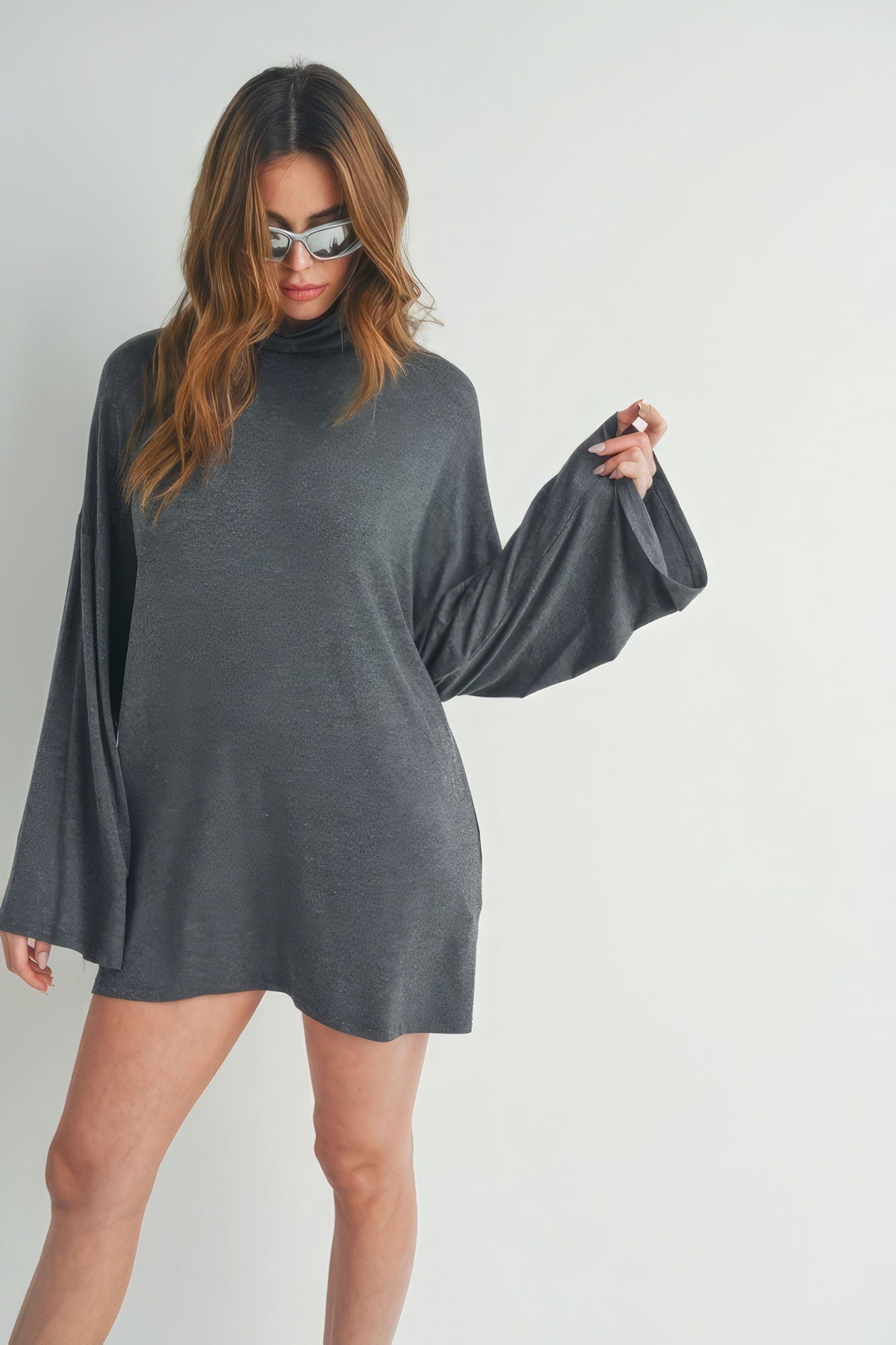 Bell Sleeve Turtleneck Dress