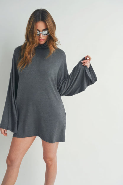 Bell Sleeve Turtleneck Dress
