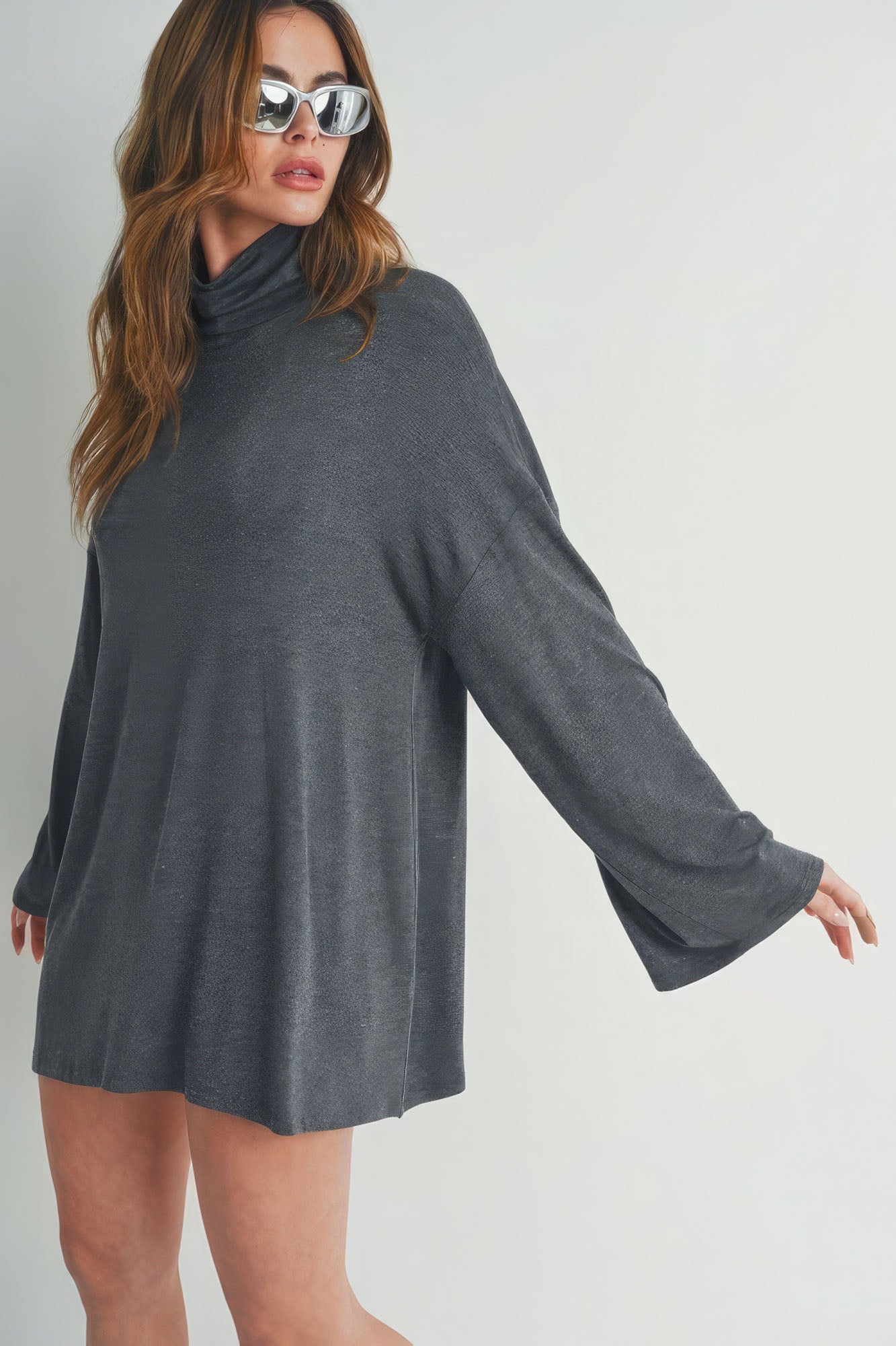 Bell Sleeve Turtleneck Dress