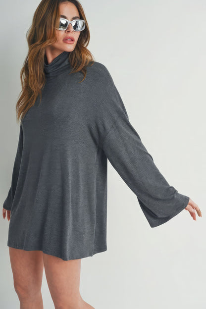 Bell Sleeve Turtleneck Dress