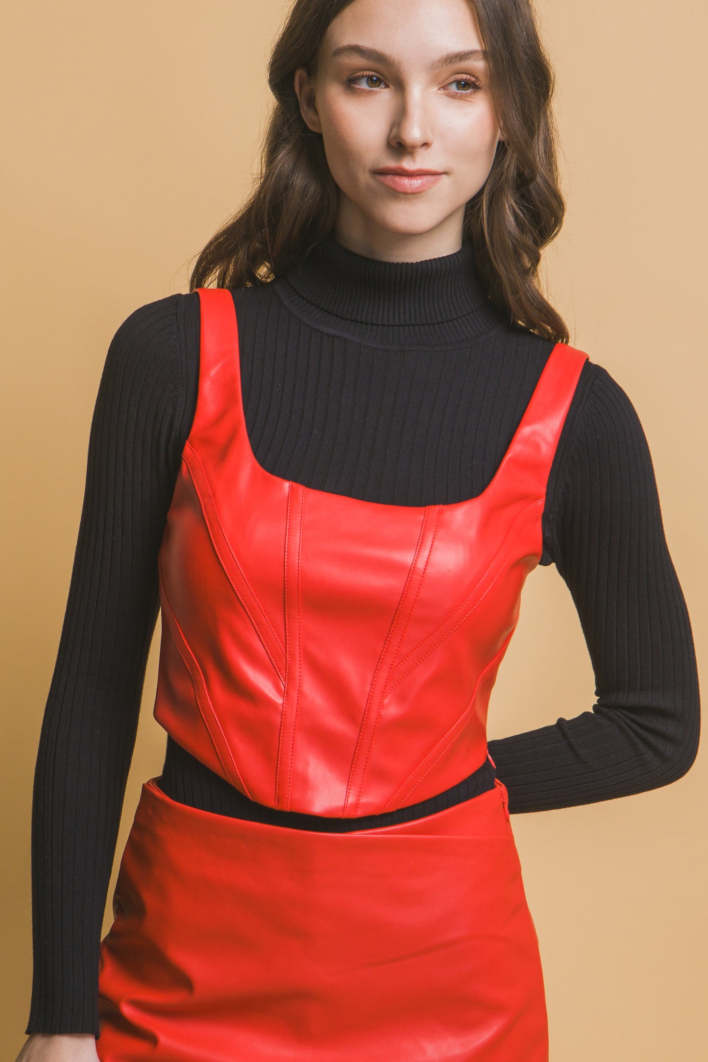 Red Faux Leather Corsetry