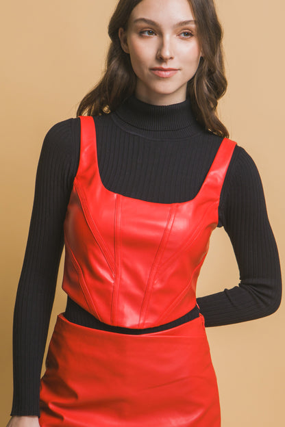 Red Faux Leather Corsetry