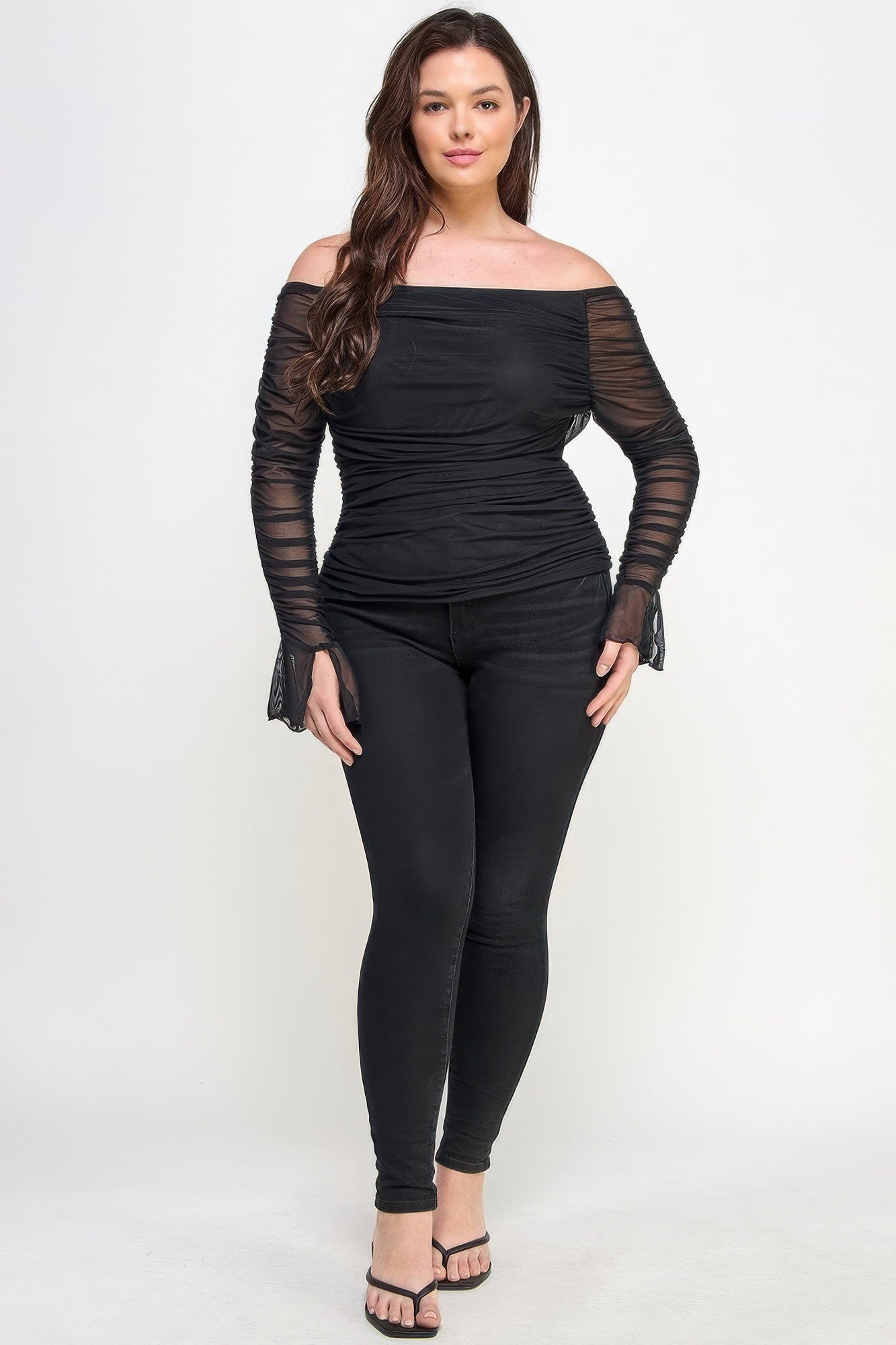 Off The Shoulder Mesh Top