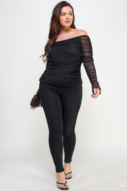 Off The Shoulder Mesh Top