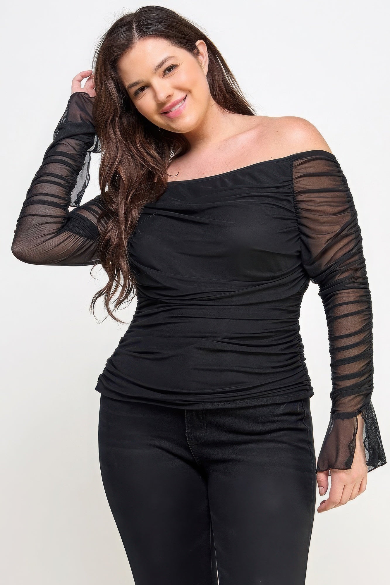 Off The Shoulder Mesh Top