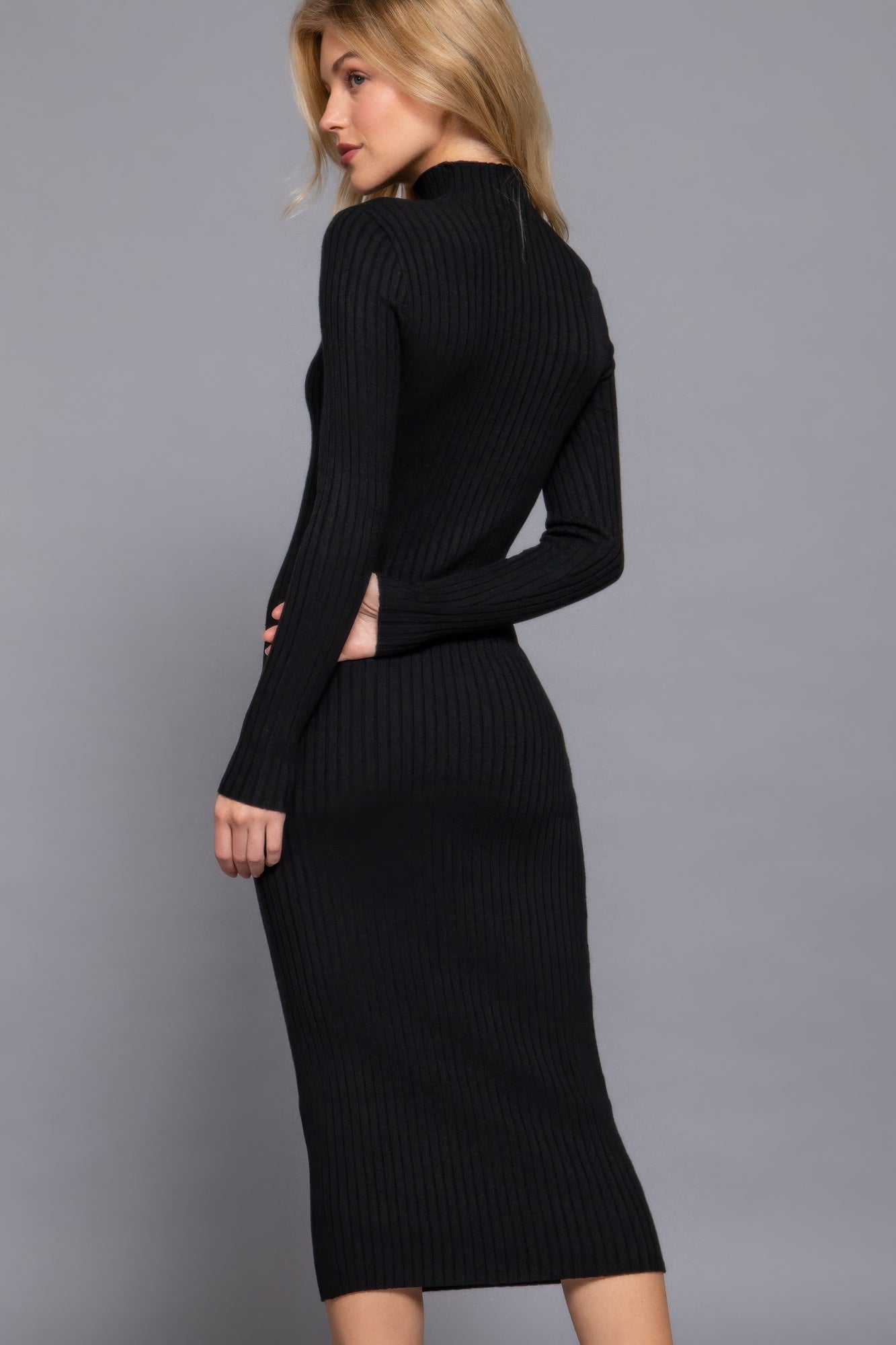 Long Sleeve High Neck Sweater Dress