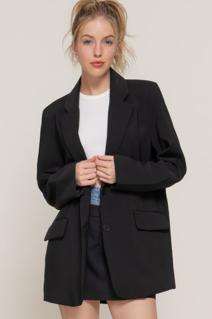 Black Button Closure Blazer