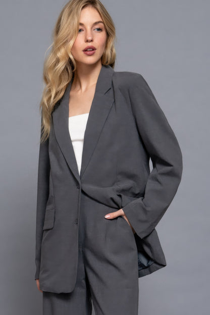 Heather Charcoal Front Closure Blazer
