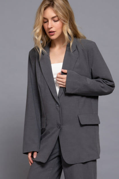 Heather Charcoal Front Closure Blazer