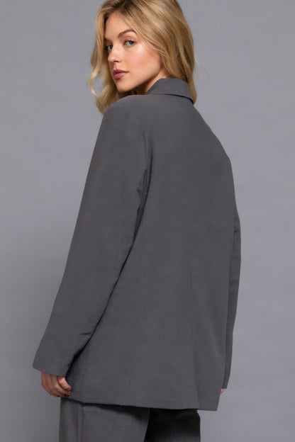 Heather Charcoal Front Closure Blazer