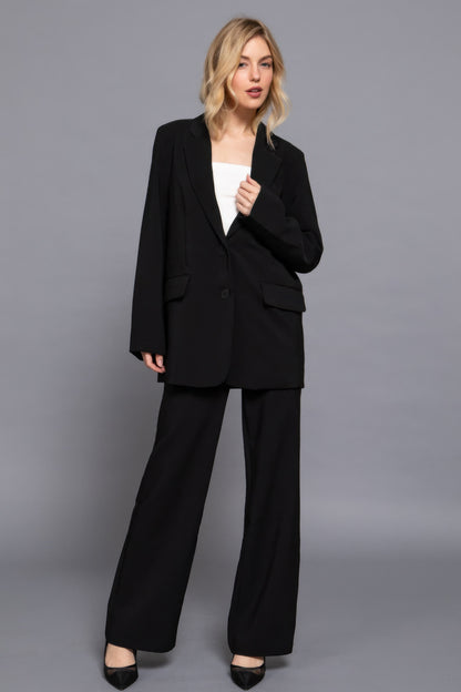 Black Button Closure Blazer