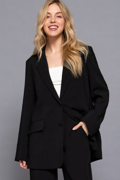 Black Button Closure Blazer