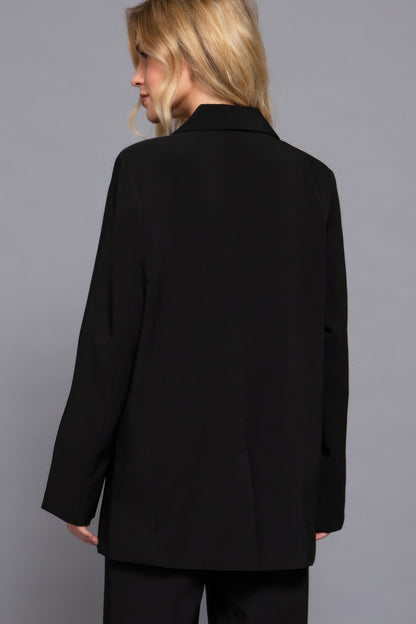 Black Button Closure Blazer