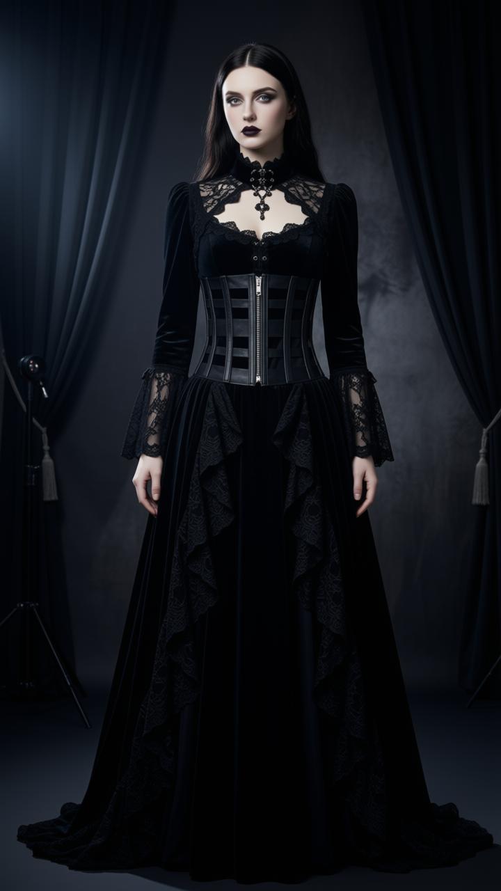 Black Elastic Corset Zipper Belt