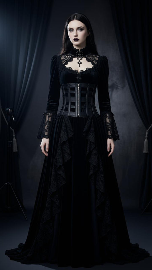 Black Elastic Corset Zipper Belt