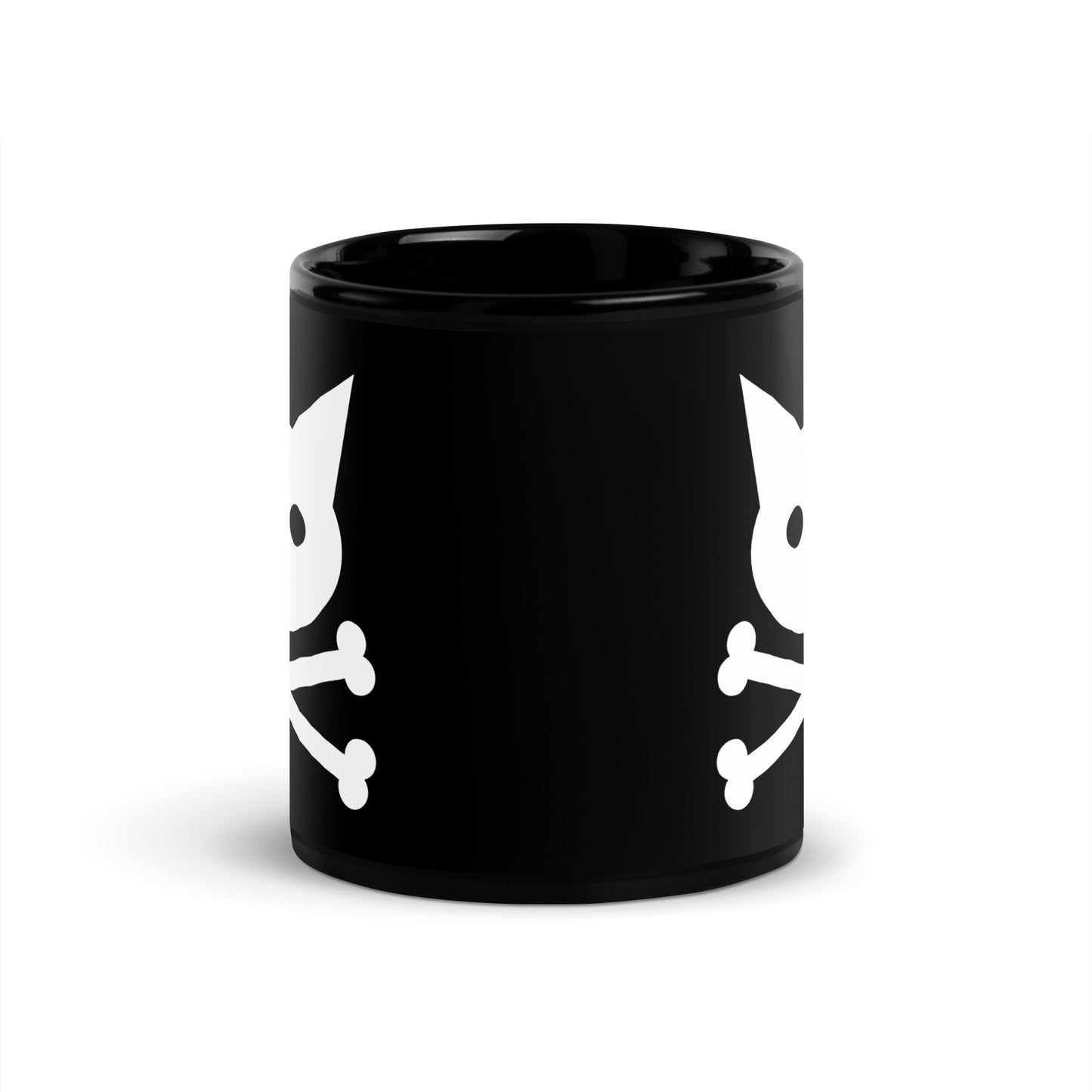 Skull Kitty Black Glossy Mug