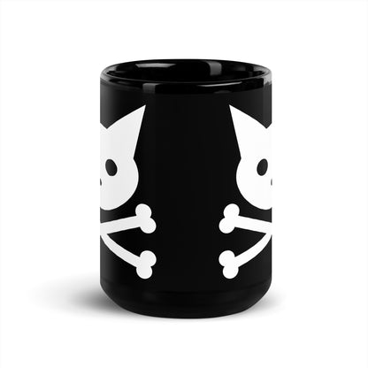 Skull Kitty Black Glossy Mug