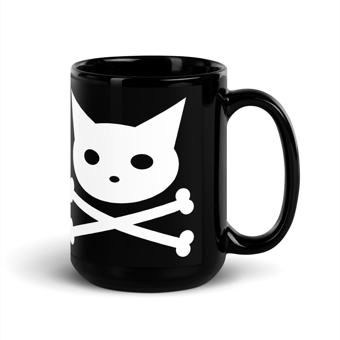 Skull Kitty Black Glossy Mug